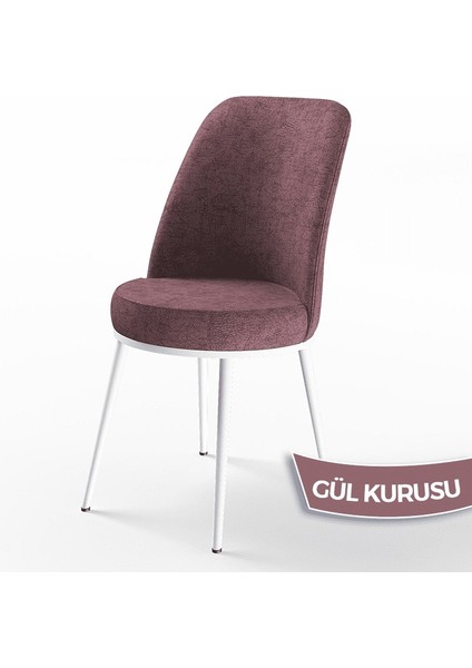 Concept Via Serisi Beyaz Mermer Desen Açılabilir 80X132 Mutfak Masası Takımı 6 Adet Sandalye