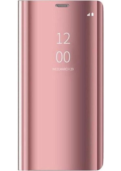 A Shopping Xiaomi Redmi 8A Flip Standlı Deri Aynalı Kapaklı Kılıf Rose Gold