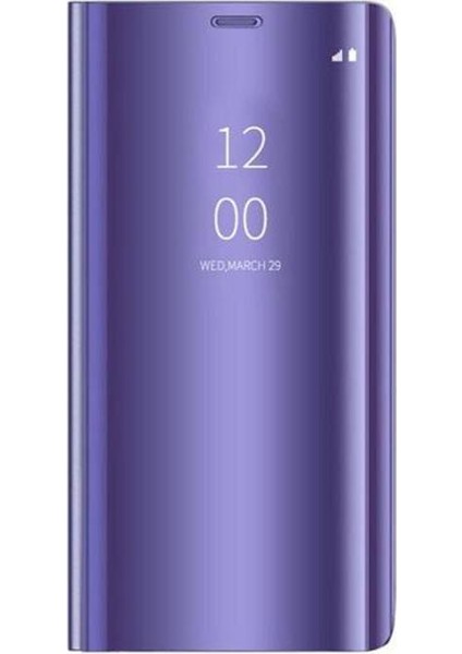 A Shopping Xiaomi Redmi Note 6 Pro Flip Standlı Deri Aynalı Kapaklı Kılıf Mor