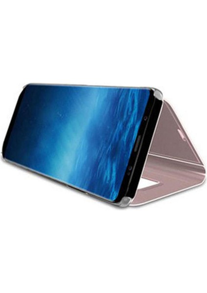 A Shopping Samsung Galaxy A30 Flip Standlı Deri Aynalı Kapaklı Kılıf Rose Gold