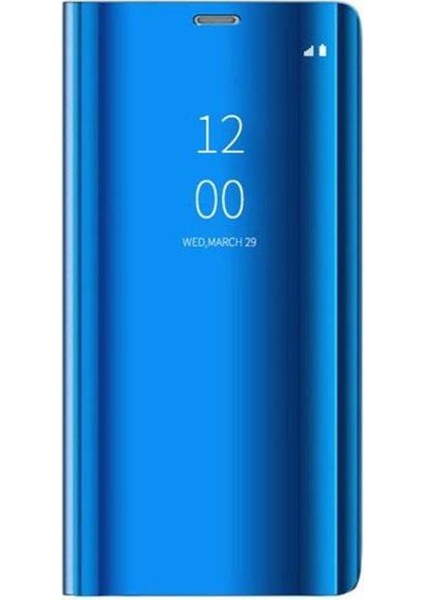 A Shopping Samsung Galaxy A10 Flip Standlı Deri Aynalı Kapaklı Kılıf Mavi