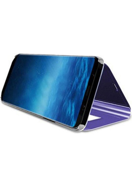 A Shopping Samsung Galaxy A30 Flip Standlı Deri Aynalı Kapaklı Kılıf Mor