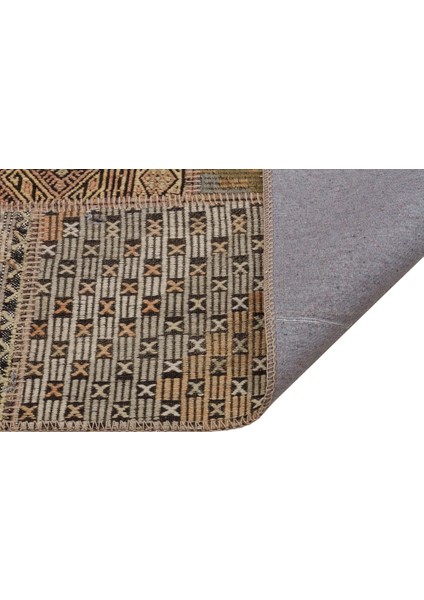Patchwork Kahverengi Patchwork Yün ve Pamuk El Dokuma Oda Salon Halısı fiyatları