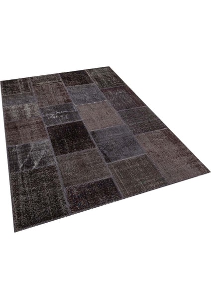 Patchwork Gri Patchwork Yün ve Pamuk El Dokuma Oda Salon Halısı modelleri
