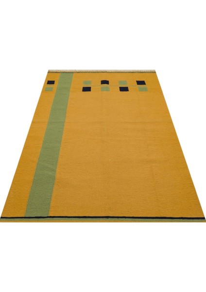Kilim Sarı Geometrik Yün ve Pamuk Kilim Oda Salon Halısı modelleri