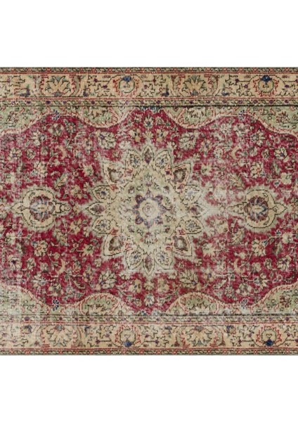 Vintage Bej Göbekli Yün ve Pamuk El Dokuma Oda Salon Halısı fırsatları