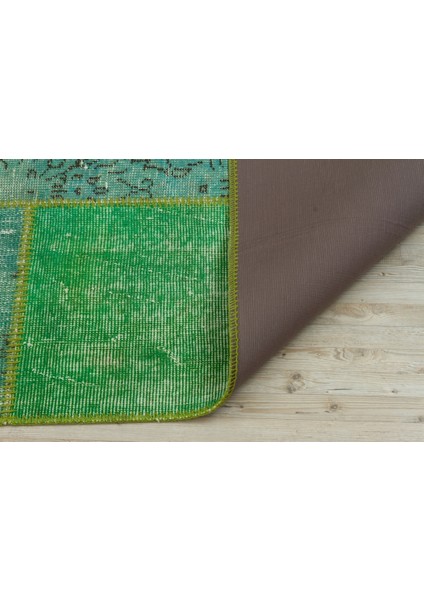 Patchwork Yeşil Patchwork Yün ve Pamuk El Dokuma Oda Salon Halısı modelleri