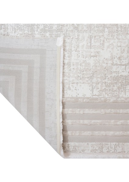 Bogey Krem Geometrik Makine Salon Halısı