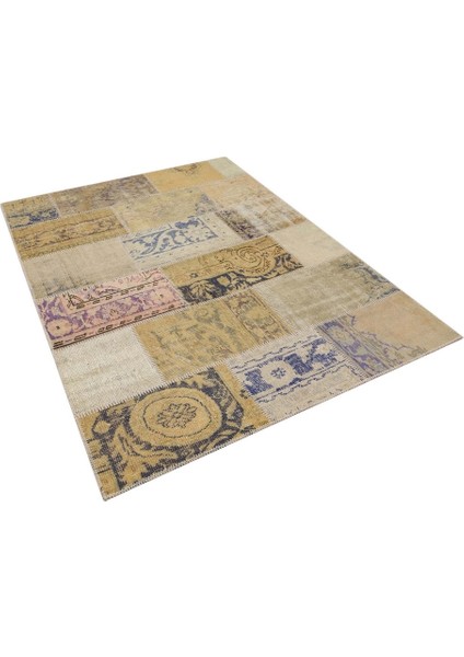 Patchwork Bej Patchwork Yün ve Pamuk El Dokuma Oda Salon Halısı