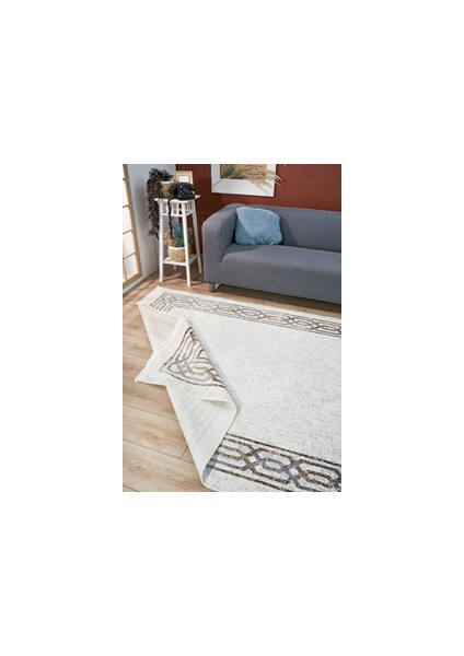Springfield Bej Çerçeveli Polyester makine Salon Halısı modelleri