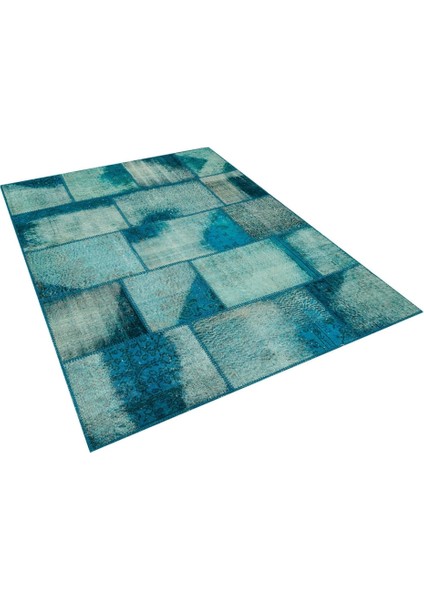 Patchwork Mavi Patchwork Yün ve Pamuk El Dokuma Oda Salon Halısı modelleri