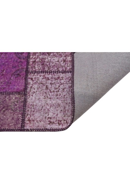 Patchwork Mor Patchwork Yün ve Pamuk El Dokuma Oda Salon Halısı