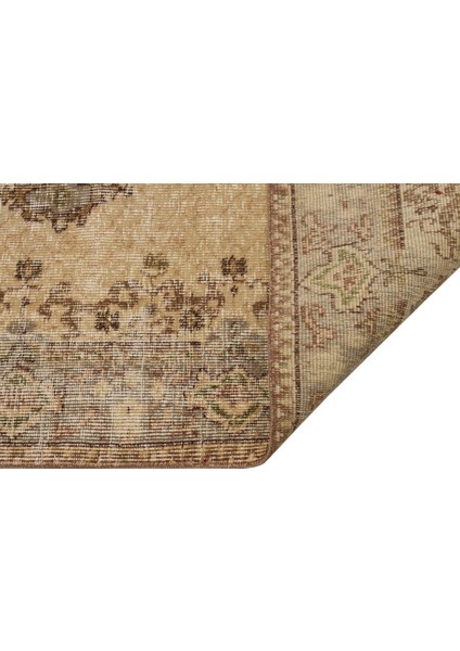 Vintage Bej Göbekli Yün ve Pamuk El Dokuma Oda Salon Halısı fiyatları