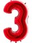 3 Rakam Kırmızı Folyo Balon 40 Inç 100 cm 1