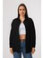 Oversize Uzun Basic Siyah Kadın Gömlek 1