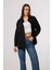 Oversize Uzun Basic Siyah Kadın Gömlek 5