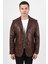 ALİN Martell Hakiki Deri Wax Kahve Fit Blazer Ceket Erkek 1