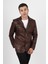 Martell Hakiki Deri Wax Kahve Fit Blazer Ceket Erkek 5