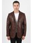 Martell Hakiki Deri Wax Kahve Fit Blazer Ceket Erkek 2