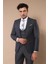 Düz Slim Fit Yelekli Füme Takım Elbise Wessi 1