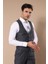 Düz Slim Fit Yelekli Füme Takım Elbise Wessi 4