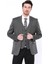 Kendinden Desenli Slim Fit Füme Erkek Ceket 3