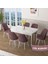 Concept Zen Serisi Açılabilir Beyaz Mermer Desen Mdf 80X132 Mutfak Masası Takımı 6 Sandalye 1