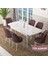 Concept Zen Serisi Açılabilir Beyaz Mermer Desen Mdf 80X132 Mutfak Masası Takımı 6 Sandalye 2