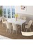 Concept Zen Serisi Açılabilir Beyaz Mermer Desen Mdf 80X132 Mutfak Masası Takımı 6 Sandalye 1