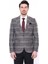 Ekose Desenli Slim Fit Bordo Erkek Ceket 5