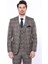 Kare Desenli Slim Fit Kahverengi Erkek Ceket 3