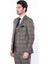 Kare Desenli Slim Fit Kahverengi Erkek Ceket 4