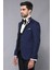 Erkek Ceket Desenli Lacivert Damatlık Slim Fit Takım Elbise 5