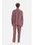 Bordo Ekose Poplin Pijama Takım 2