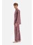 Bordo Ekose Poplin Pijama Takım 3