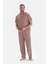 Karışık Metraj Desenli Gömlek Yaka Dokuma Pijama Takımı 1