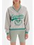 Kadın Gri Melanj Colorado Baskılı Uzun Kol V Yaka Sweatshirt Modern Tasarım 4