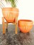 Ev Dekorasyon Dik Çizgi Desenli Terrakota Toprak Saksı Saksılık Salon Çiçeklik İkili Set Ayaksız - 4 Ayaklı- 15 Cm 2