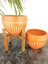 Ev Dekorasyon Dik Çizgi Desenli Terrakota Toprak Saksı Saksılık Salon Çiçeklik İkili Set Ayaksız - 4 Ayaklı- 15 Cm 3
