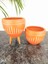 Ev Dekorasyon Dik Çizgi Desenli Terrakota Toprak Saksı Saksılık Salon Çiçeklik İkili Set Ayaksız - 3 Ayaklı- 15 Cm 3