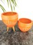 Ev Dekorasyon Dik Çizgi Desenli Terrakota Toprak Saksı Saksılık Salon Çiçeklik İkili Set Ayaksız - 3 Ayaklı- 15 Cm 4