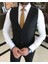 Italyan Stil Slim Fit Erkek Ceket Yelek Pantolon Takım Elbise Siyah T9024 2
