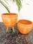 Ev Dekorasyon Nakış Desenli Terrakota Toprak Saksı Saksılık Salon Çiçeklik İkili Set Ayaksız - 3 Ayaklı- 15 Cm 4