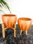 Ev Dekorasyon Siyah Çizgi Desenli Terrakota Toprak Saksı Saksılık Salon Çiçeklik İkili Set 3 Ayaklı- 4 Ayaklı- 15 Cm 4
