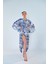 Batik Desenli Saks Mavisi Kuşaklı Kimono&kaftan 2