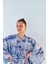 Batik Desenli Saks Mavisi Kuşaklı Kimono&kaftan 3