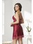 Saten Dantelli Gecelik 890 Bordo 3