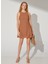 Bisiklet Yaka Düz Kahve Mini Kadın Elbise Angola 1