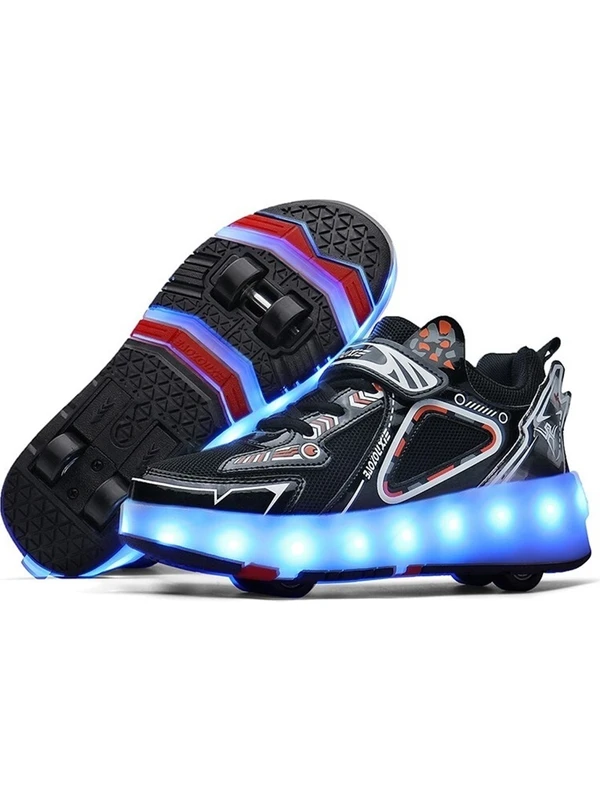 Sıtong 8 Tekerlekli USB Şarjlı LED Işıklı Paten Ayakkabı (Yurt Dışından)