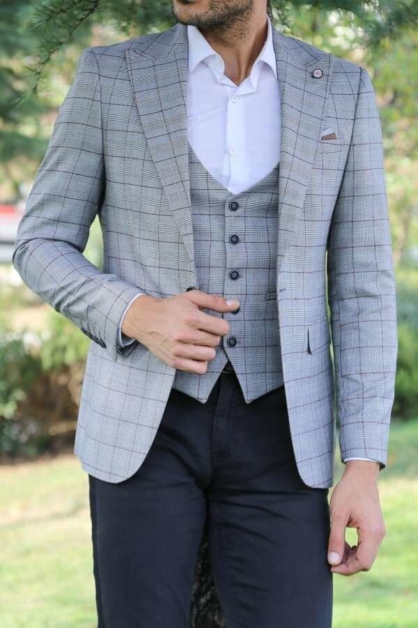 Wessi Ekose Ceket Yelek Set